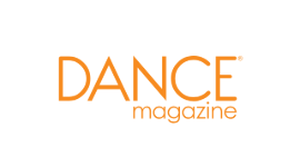 Logo of Dance Magazine in orange text, displaying the word DANCE above the word magazine.