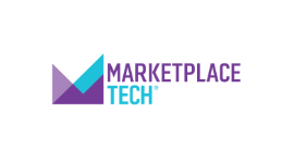 Logo of Marketplace Tech featuring a purple and teal color scheme with the text Marketplace Tech prominently displayed.